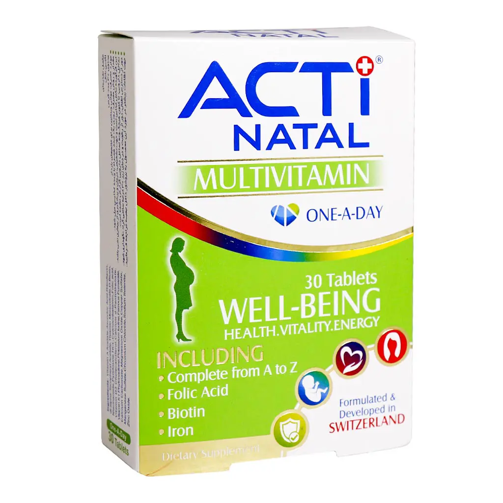 قرص مولتی ویتامین اکتی ناتال ابیان دارو ۳۰ عدد ۱ (Abian Darou Acti Natal Multivitamin 30 Tablets 1)