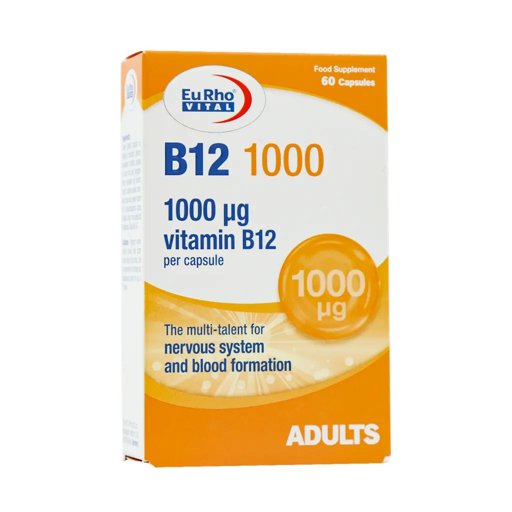 سافت ژل ویتامین B12 یوروویتال ۱۰۰۰ میکروگرم ۶۰ عدد ۱ (Eurho Vital Vitamin B12 1000 mcg 60 Softgels 1)